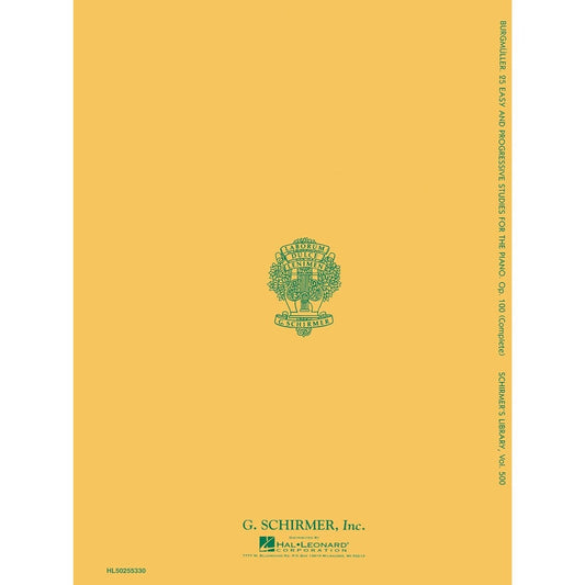 Burgmuller - Twenty-Five Easy and Progressive Studies, Op. 100 Piano Method for Intermediate Players Schirmer Library of Musical Classics Sheet Music