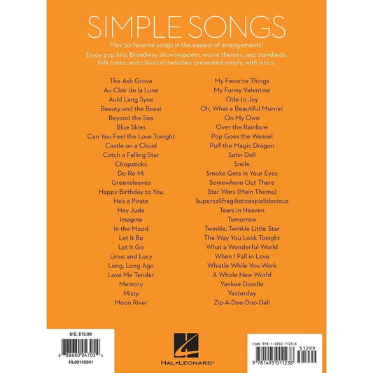 Simple Songs - The Easiest Easy Piano Songs (Spiral Bound)