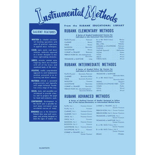Rubank Advanced Method - Saxophone Vol. 1 (Rubank Educational Library 93) - Saxophone Music Book F