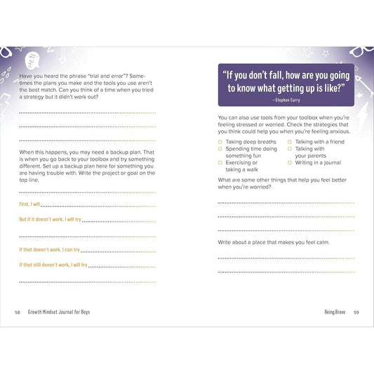Growth Mindset Journal for Boys: A Space to Embrace Challenges, Set Goals, and Dream Big