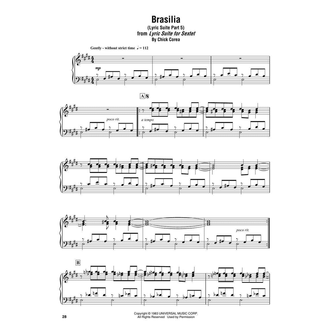 Chick Corea Omnibook for Piano 26 Note-For-Note Transcriptions of Recorded Solos Jazz Improvisation Study Book Sheet Music Collection for Pianists and