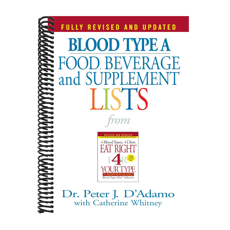 Blood Type a Food, Beverage and Supplement Lists (Eat Right 4 Your Type)
