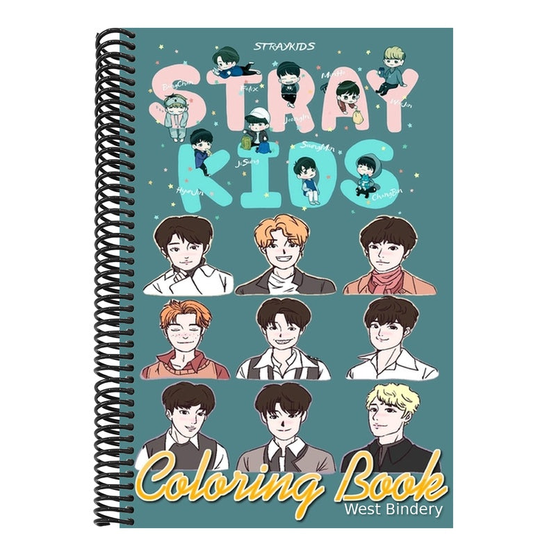 Stray Kids Coloring Book: jeongin, minho, changbin, hyunjin, han, felix, seungmin, i.n, leeminho, stray kids, 스트레이 &