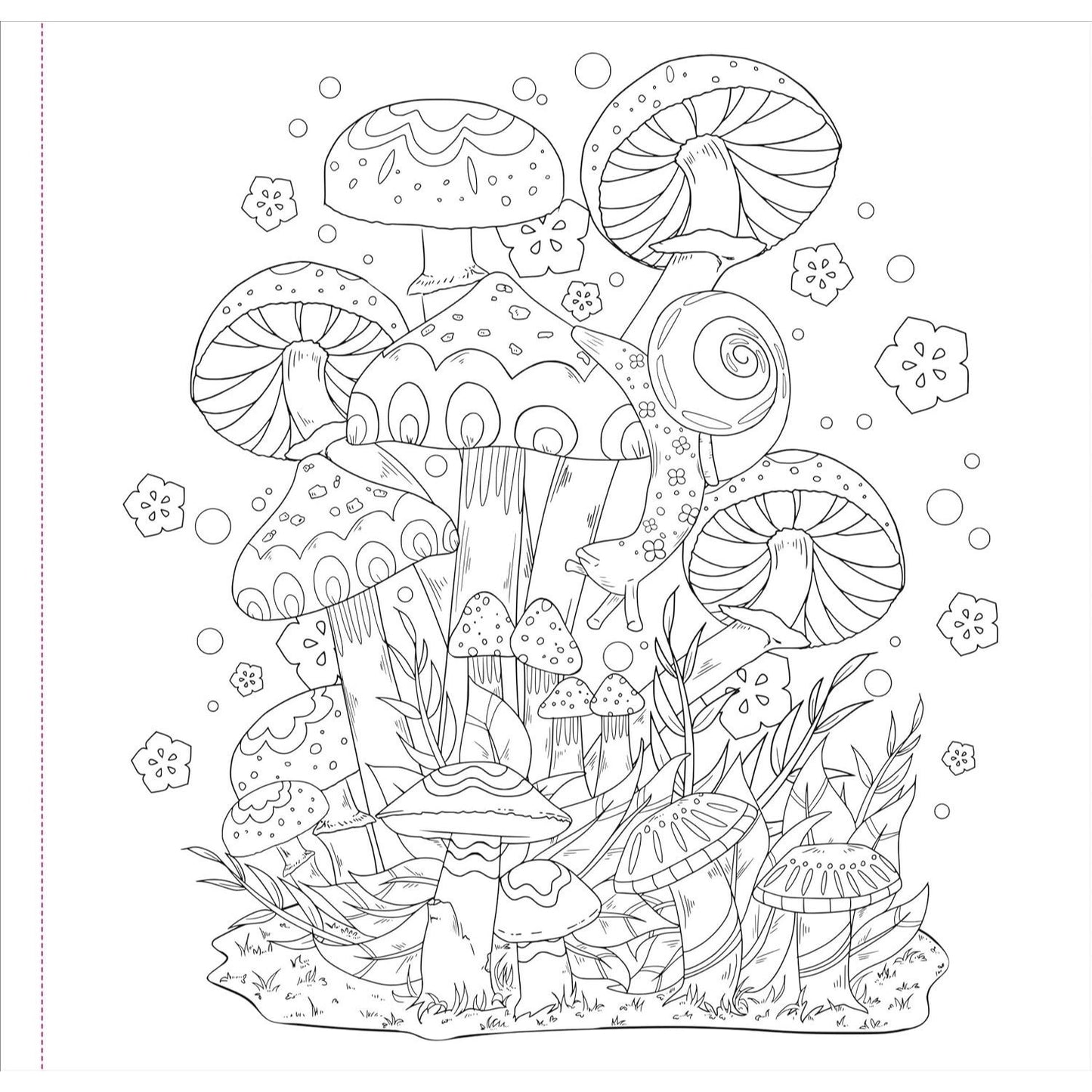 Mushrooms Adult Coloring Book (31 One-Sided Designs on Thick Paper)