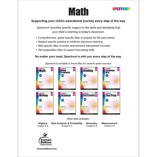 Spectrum Math Workbook, Grade 7: Volume 8 (Spiral Bound)
