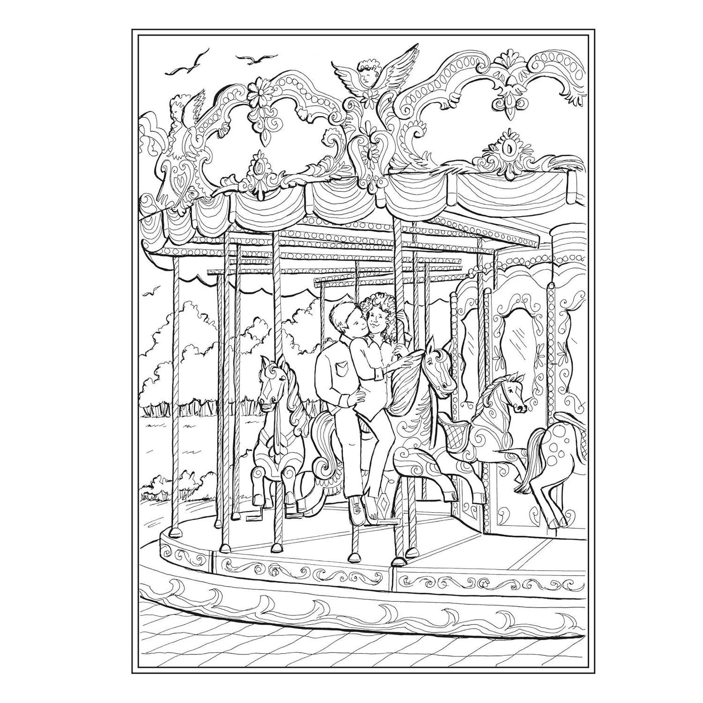 Creative Haven Romantic Country Scenes Coloring Book (Spiral Bound)