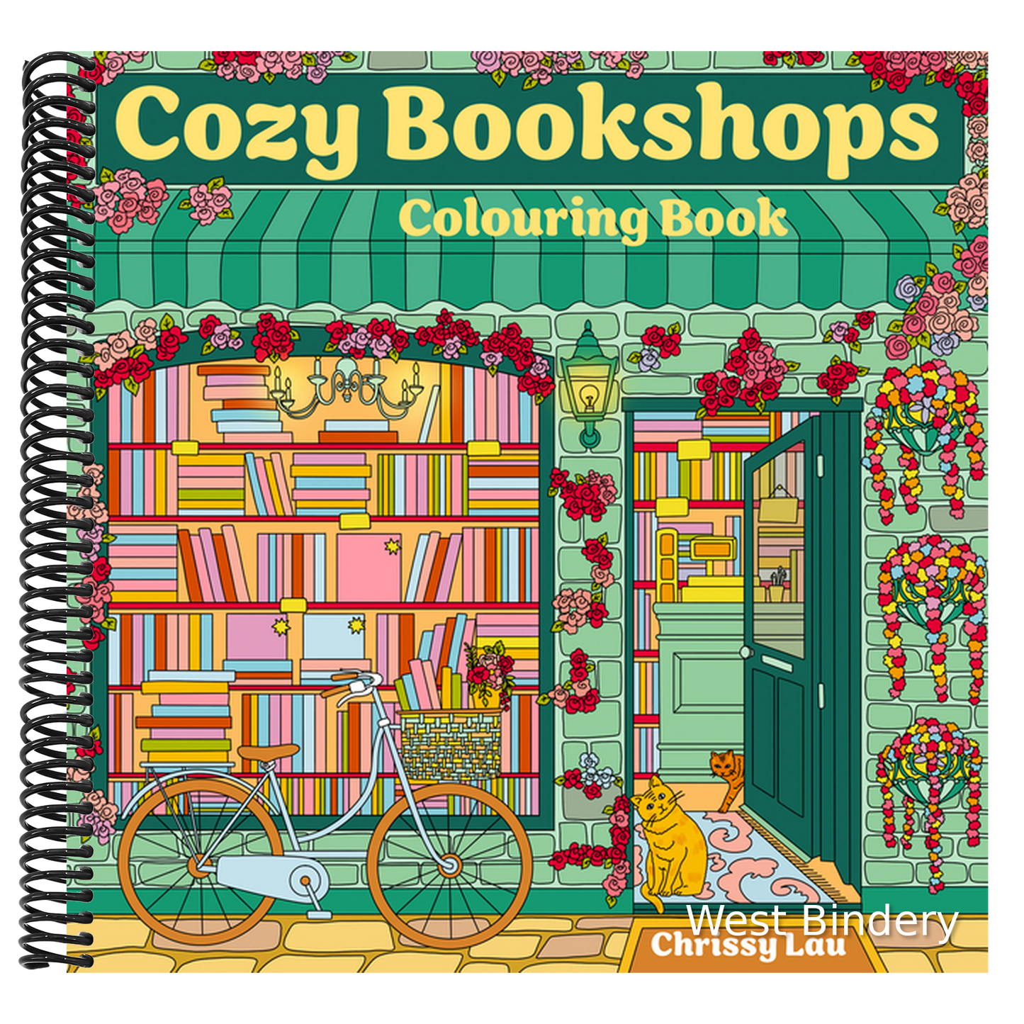 Cozy Bookshops: Colouring Book