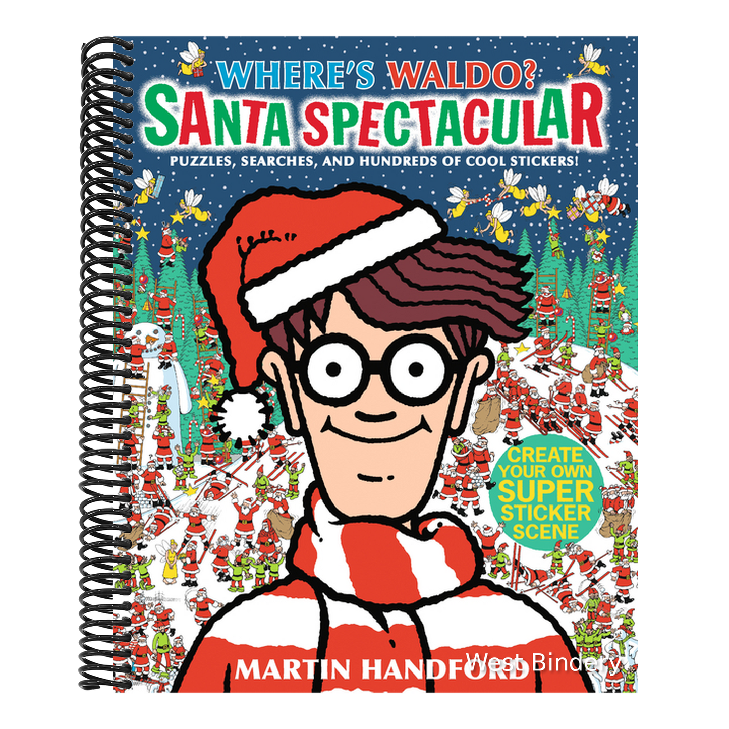 Where's Waldo? Santa Spectacular: (A Christmas-Themed Hidden Object Search-And-Find Puzzle & Sticker Book with Games & Hundreds of Stickers - A Perfec