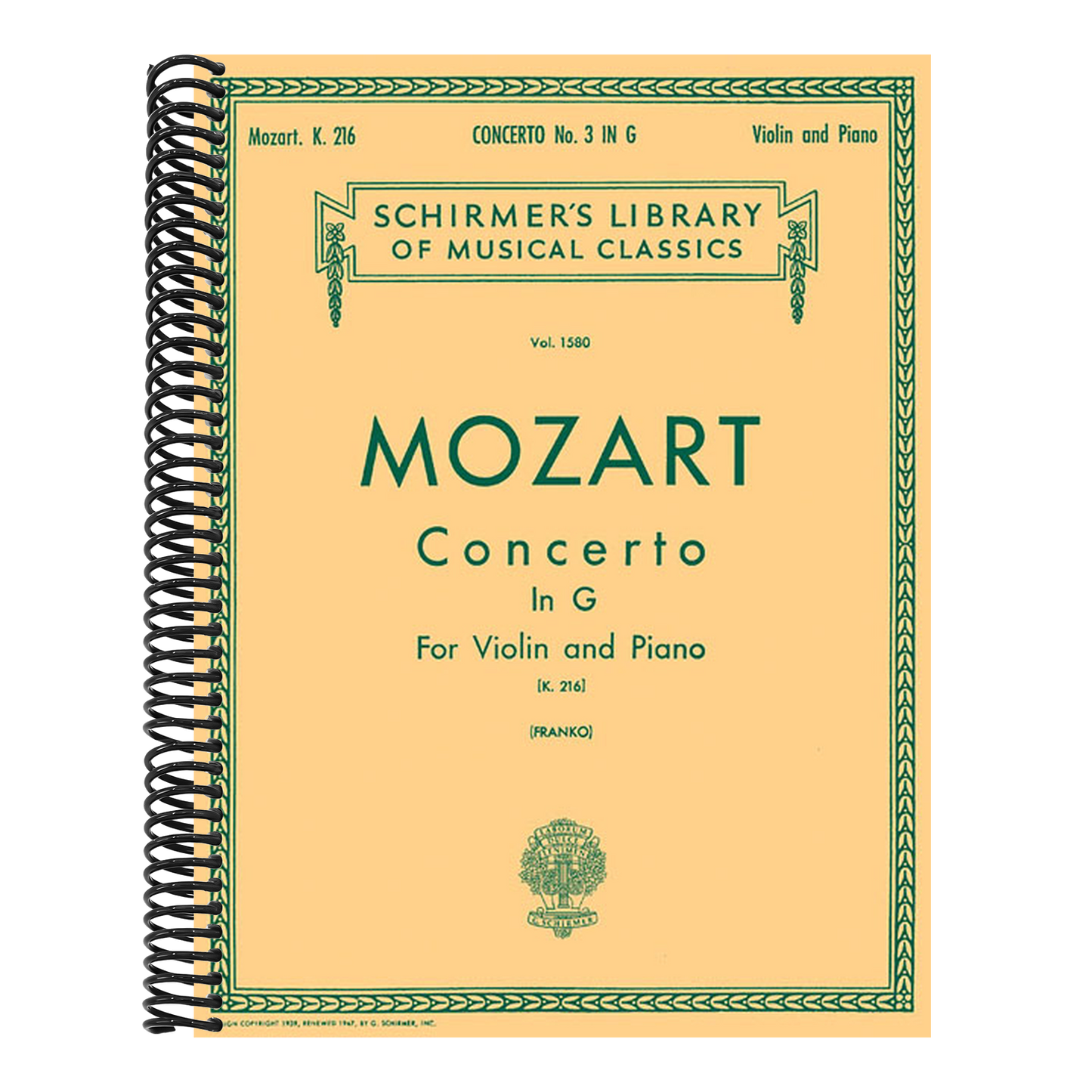 Mozart - Concerto No. 3 in G K.216 Violin and Piano Sheet Music Schirmer's Library of Musical Classics Vol. 1580 Classical Violin Solo with Piano Redu