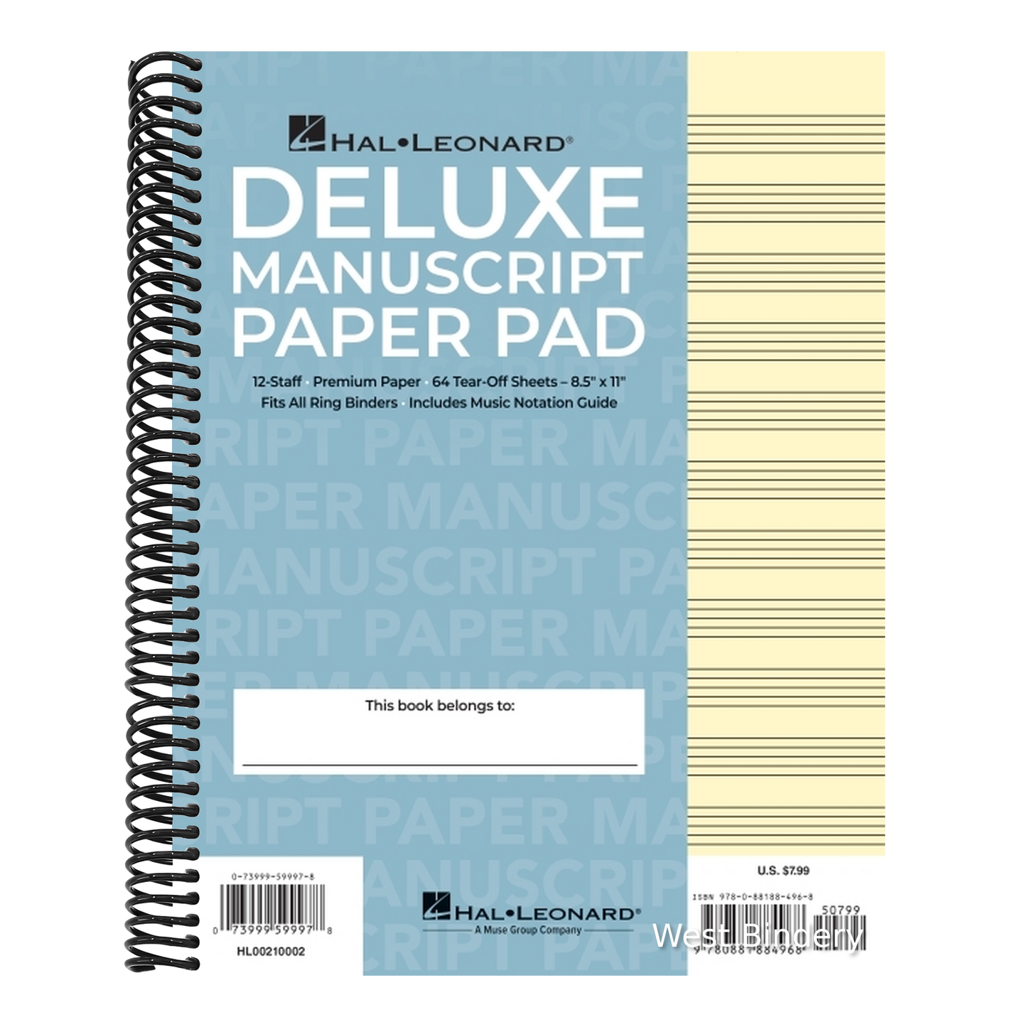 Manuscript Paper (Deluxe Pad)(Blue Cover)