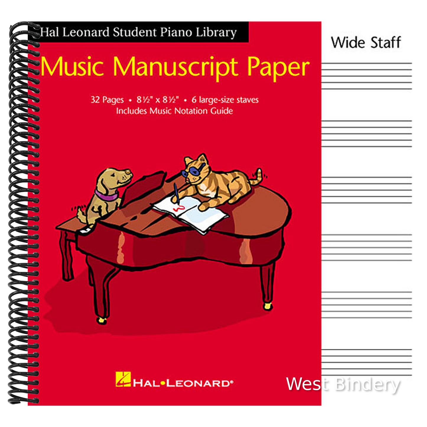 Hal Leonard Student Piano Library Wide Staff Manuscript Paper Music Notebook for Piano Students and Composers with Music Notation Guide
