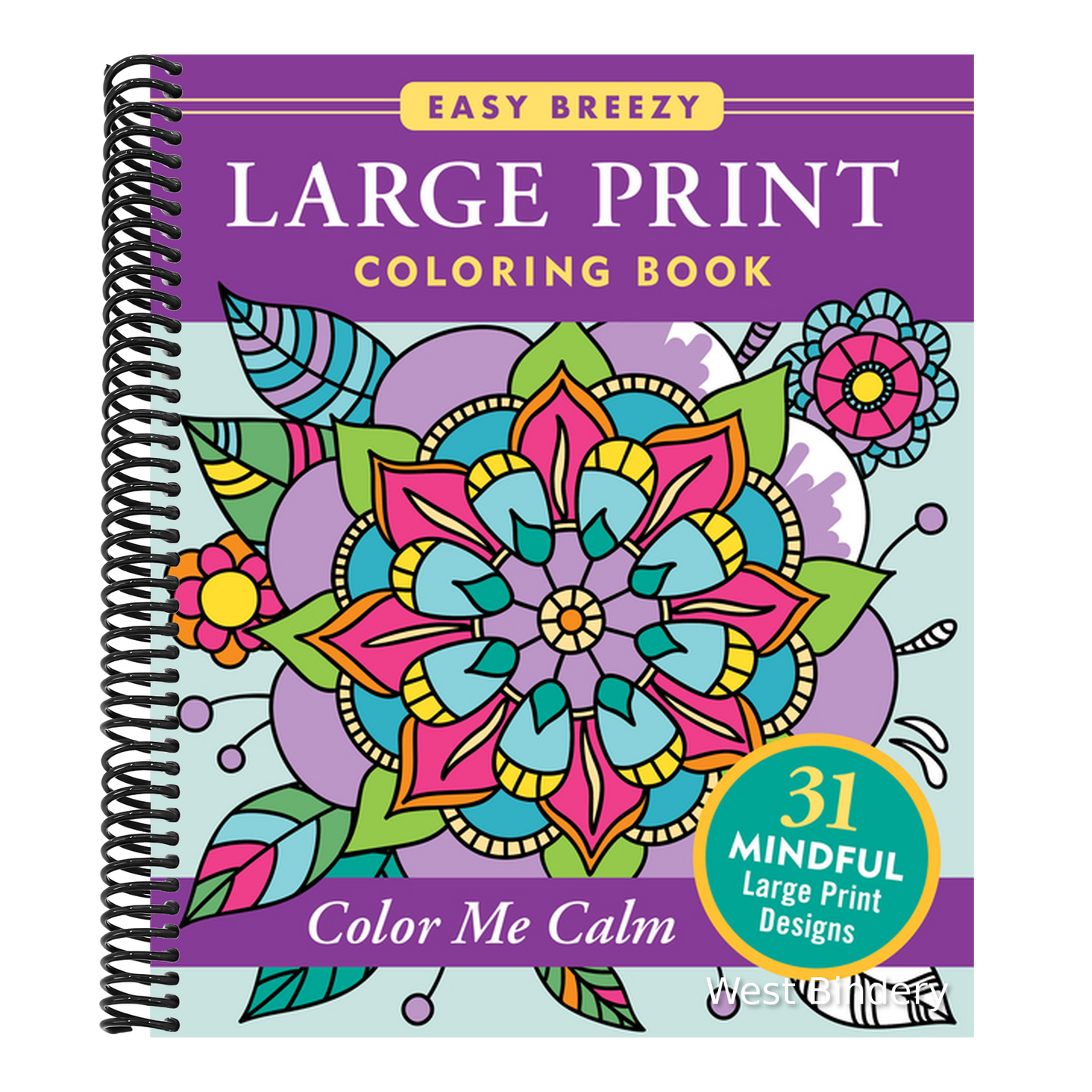 Large Print Coloring Book - Color Me Calm - 50 Big and Simple Designs
