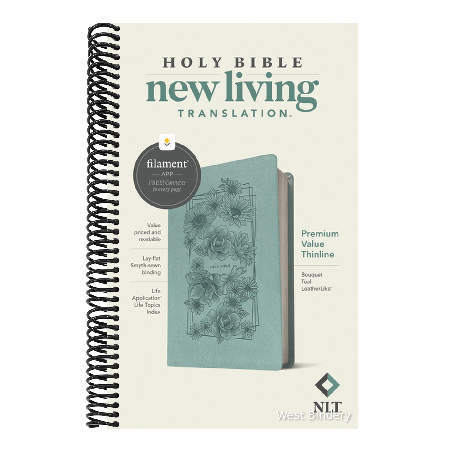 NLT Premium Value Thinline Bible, Filament Enabled (Leatherlike, Bouquet Teal)