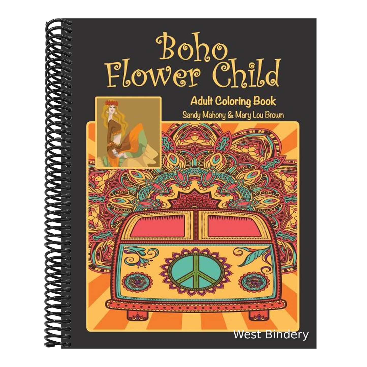 Boho Flower Child Adult Coloring Book