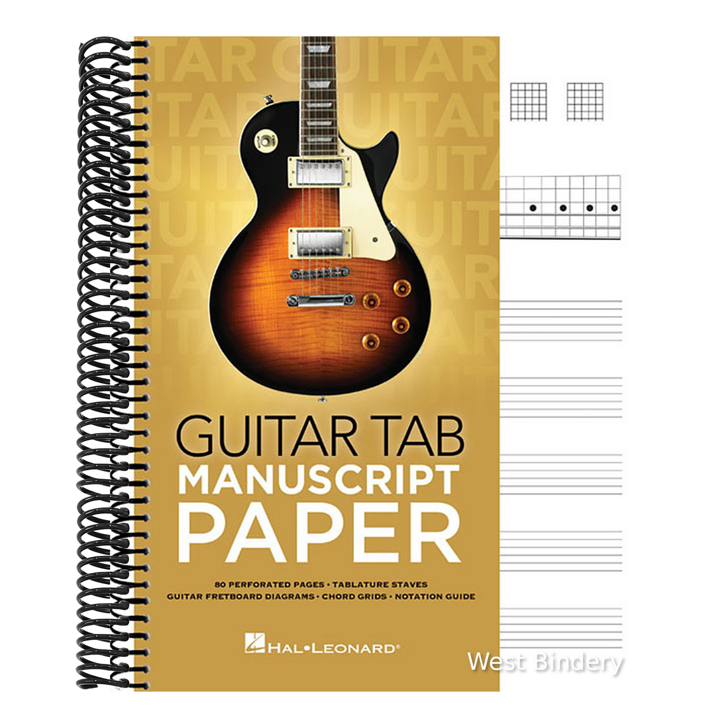 Guitar Tab Manuscript Paper Spiral-Bound Notebook for Guitarists 80 Pages with Tablature Staves Chord Grids & Fretboard Diagrams Music Composition & S