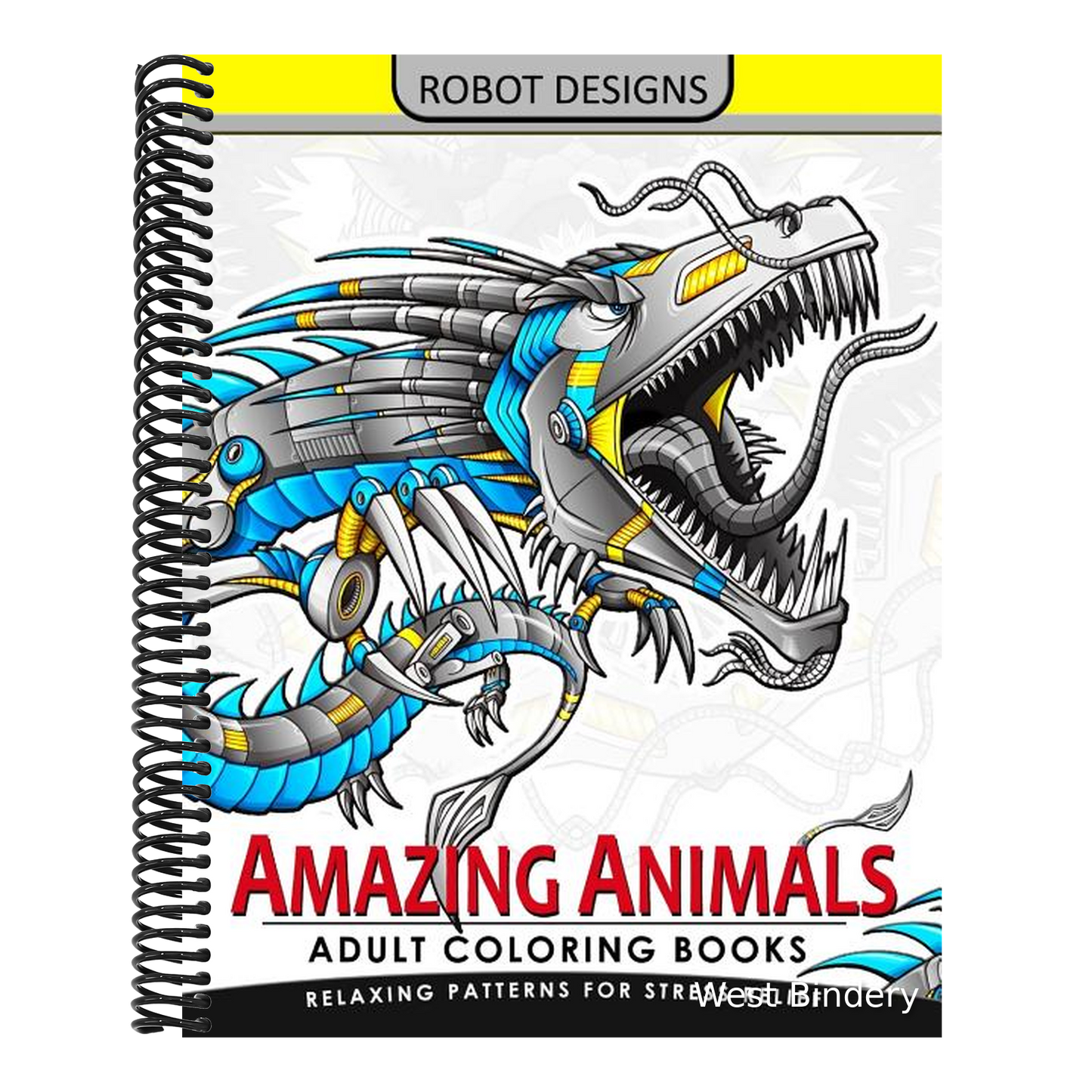 Amazing Animal Adult coloring Book Robot Design: Bear, Dog, Bird, Fish, Elephant, Tiger, Lion and Dragon