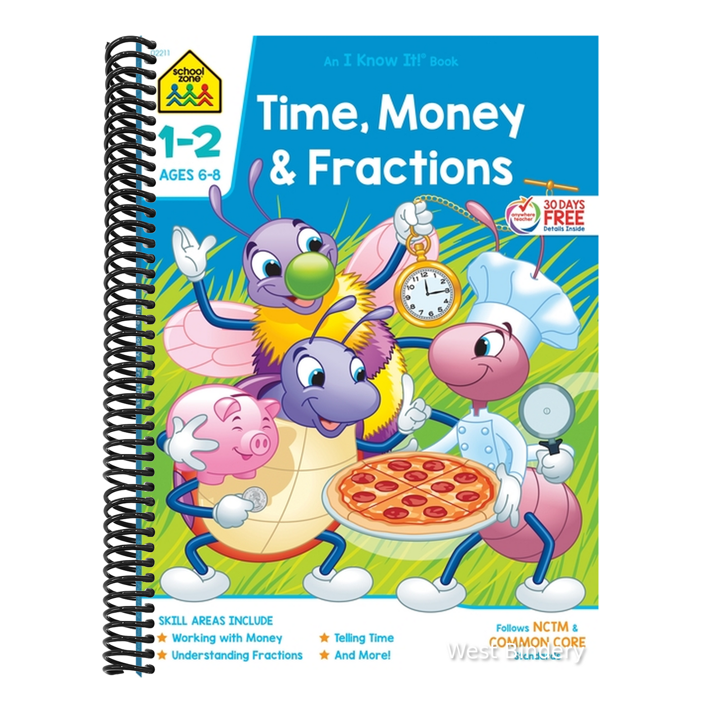 School Zone Time, Money & Fractions Grades 1-2 Workbook