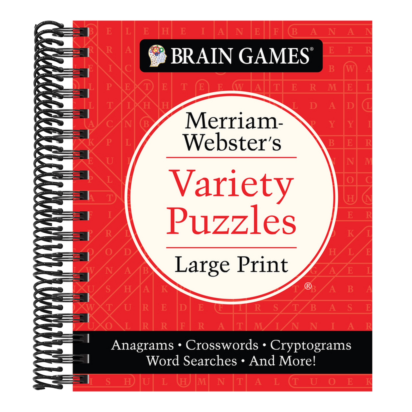 Brain Games - Merriam-Webster's Variety Puzzles Large Print: Anagrams, Crosswords, Cryptograms, Word Searches, and More!