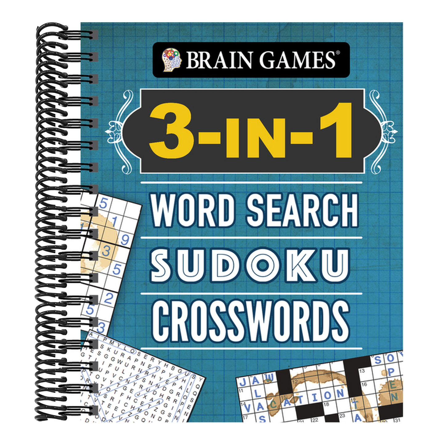 Brain Games - 3-In-1: Word Search, Sudoku, Crosswords