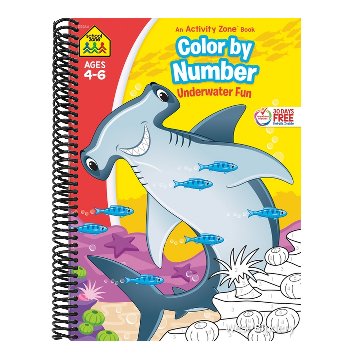 School Zone Color by Number Underwater Fun Workbook