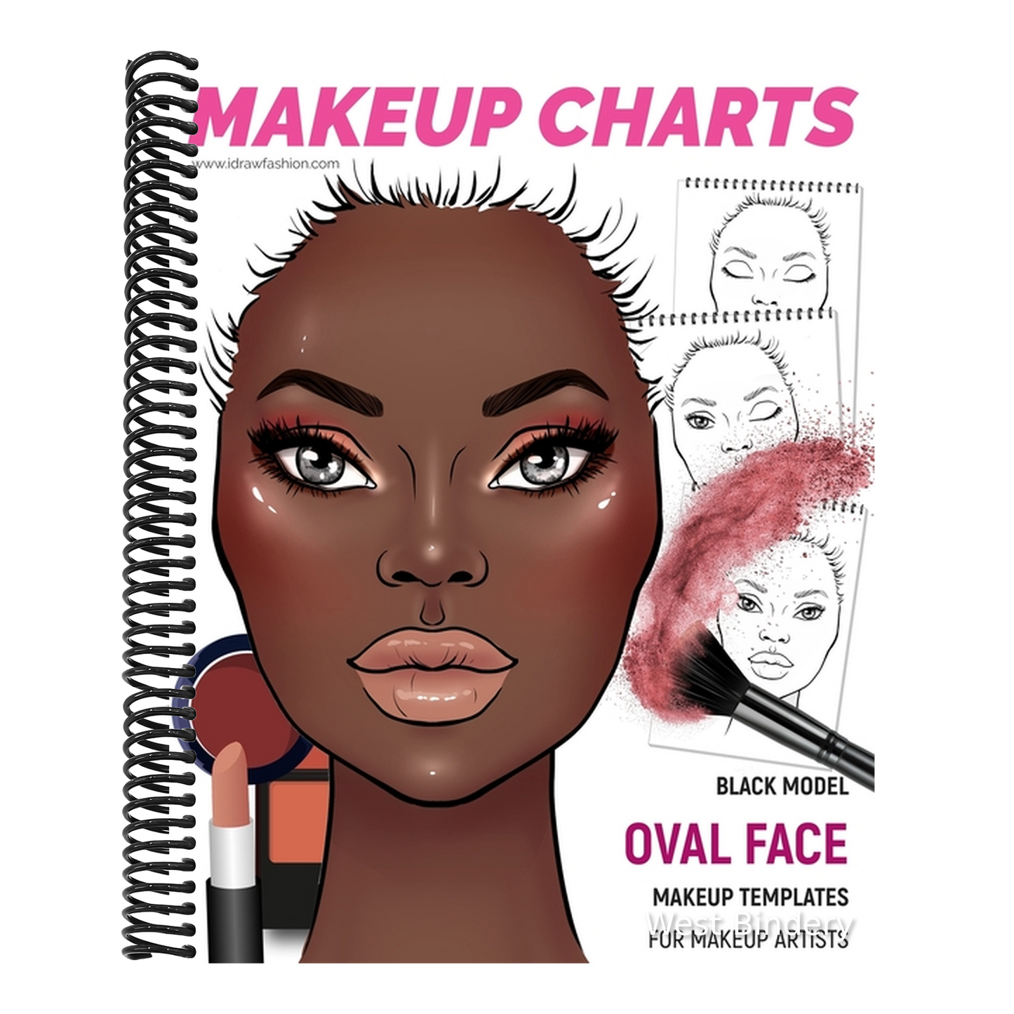 Makeup Charts - Face Charts for Makeup Artists: Black Model - OVAL face shape