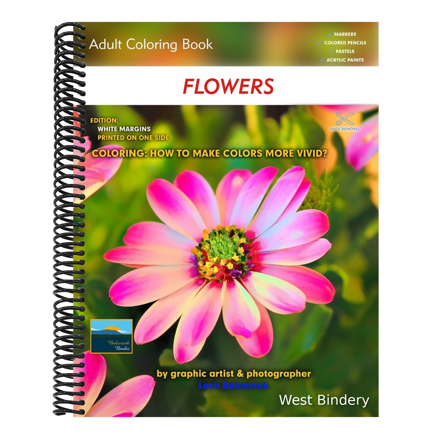 Adult Coloring Book Flowers: Edition: White margins