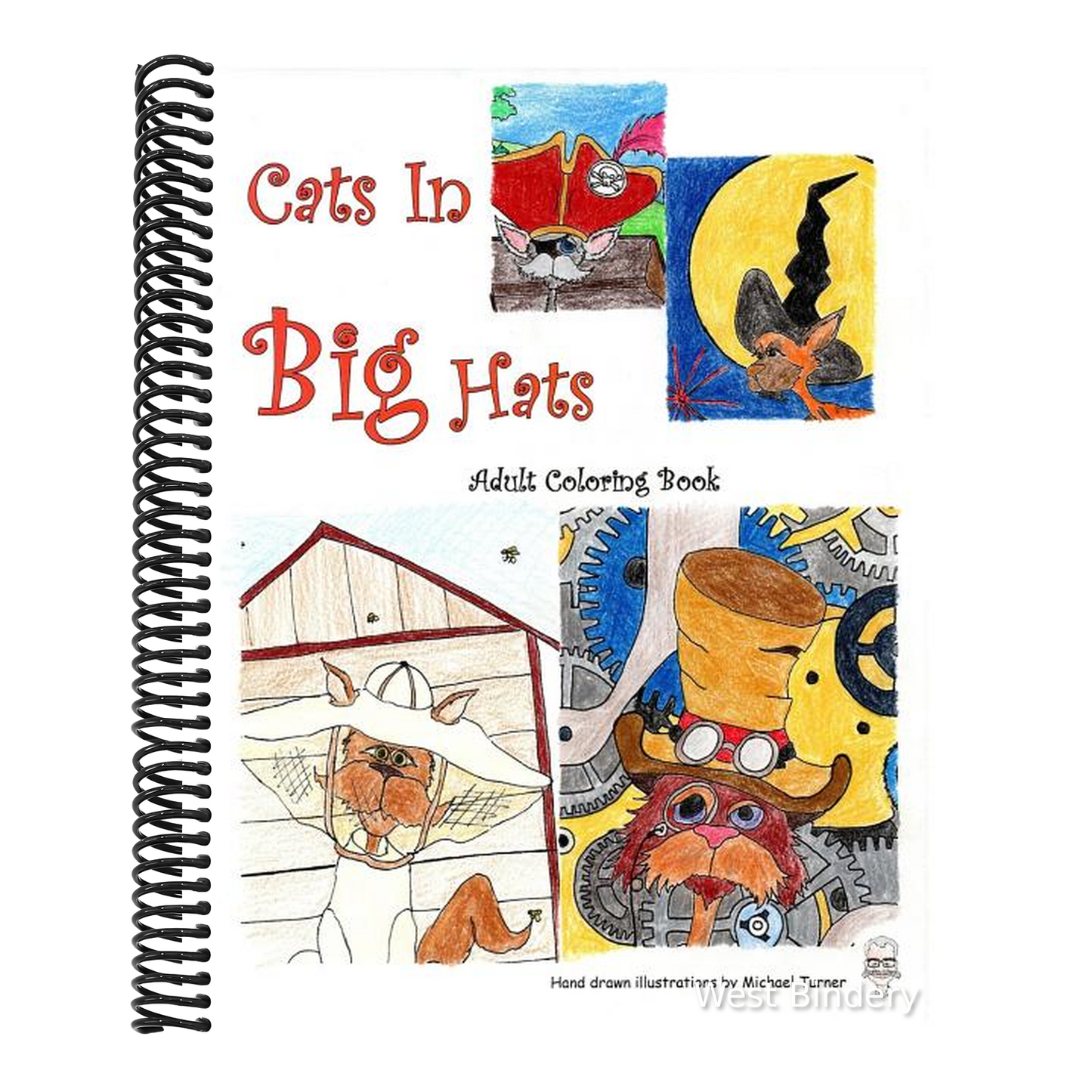Cats In Big Hats: An Adult Coloring Book
