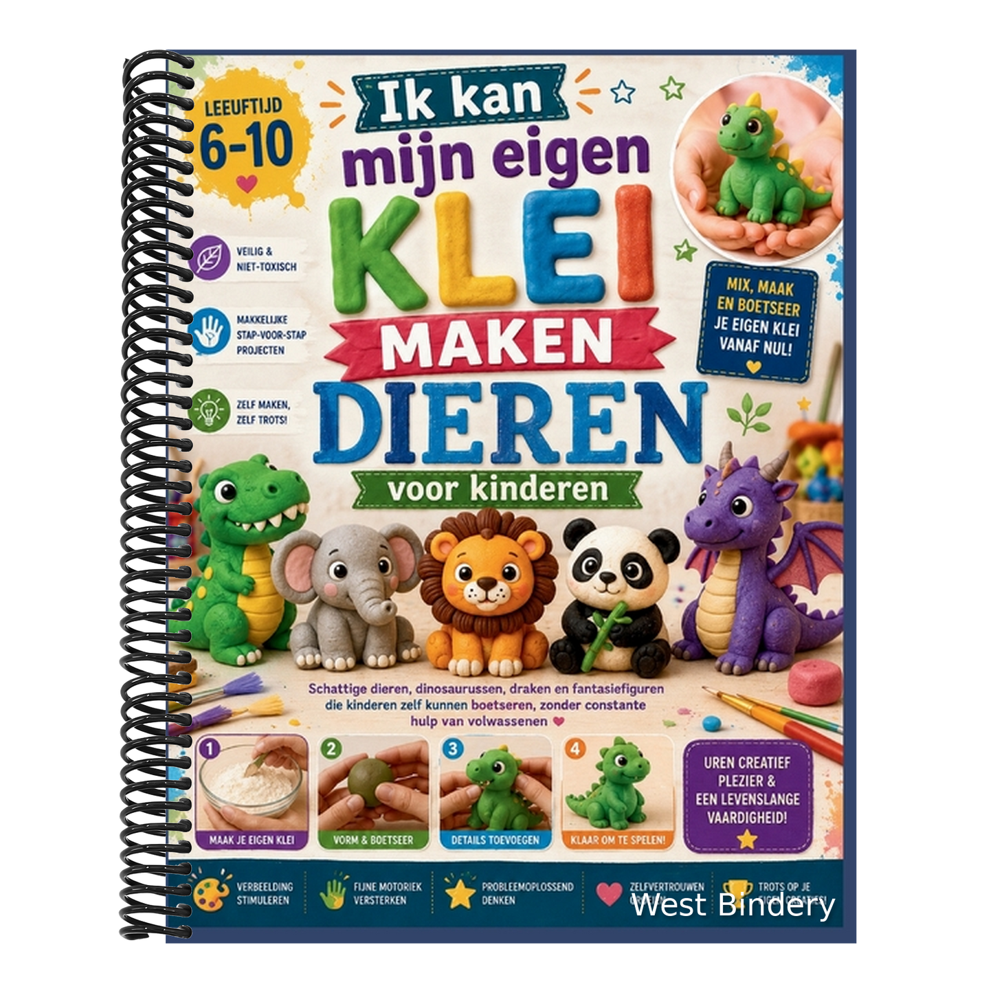 Ik kan mijn eigen klei maken Dieren voor kinderen Leeftijd 6-10: Schattige dieren, dinosaurussen, draken en fantasiefiguren die kinderen zelf kunnen b