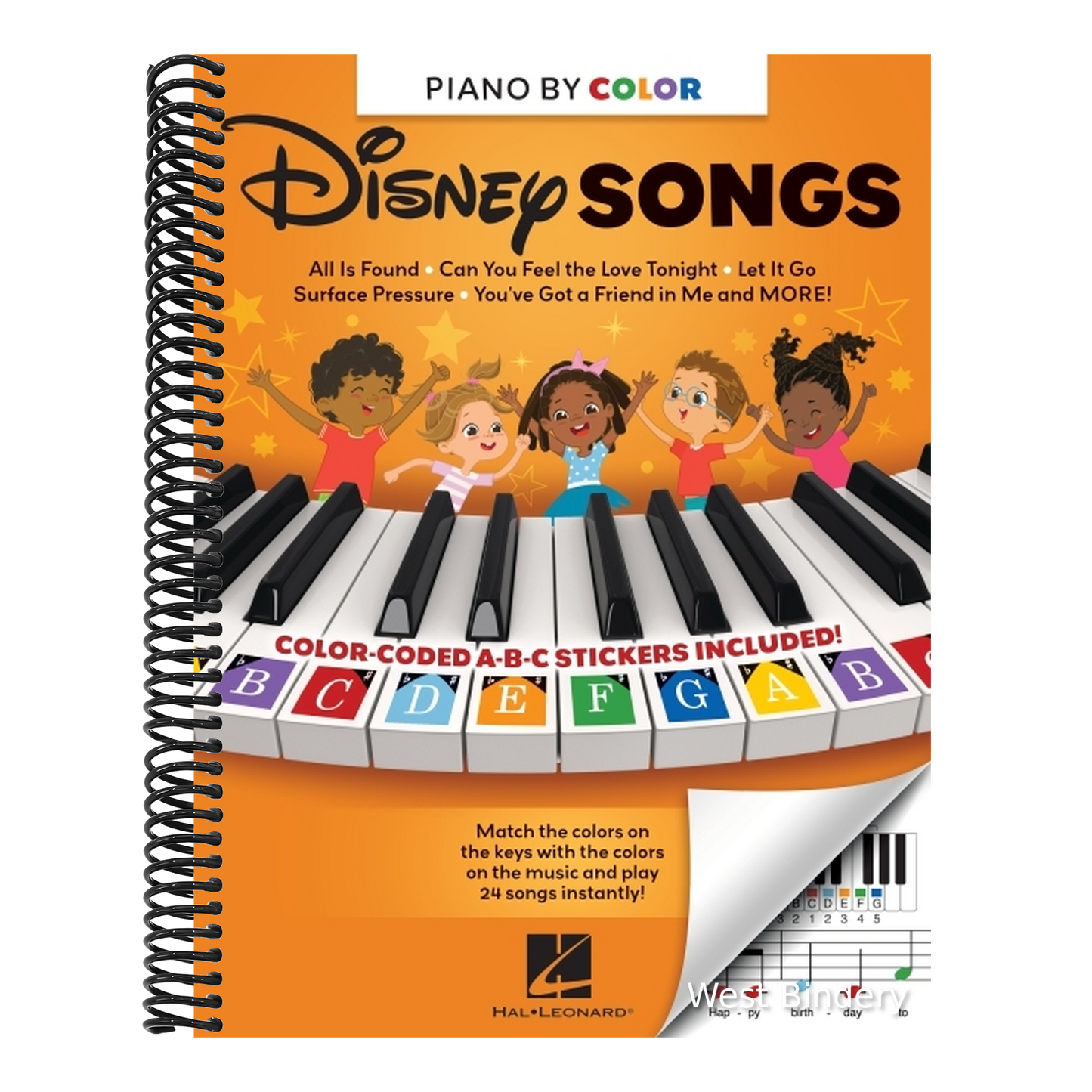 Piano-By-Color - Disney Songs: Color-Coded Notation with Matching Stickers Make Playing Songs from Beloved Disney Movies on Piano Super Easy and Fun!