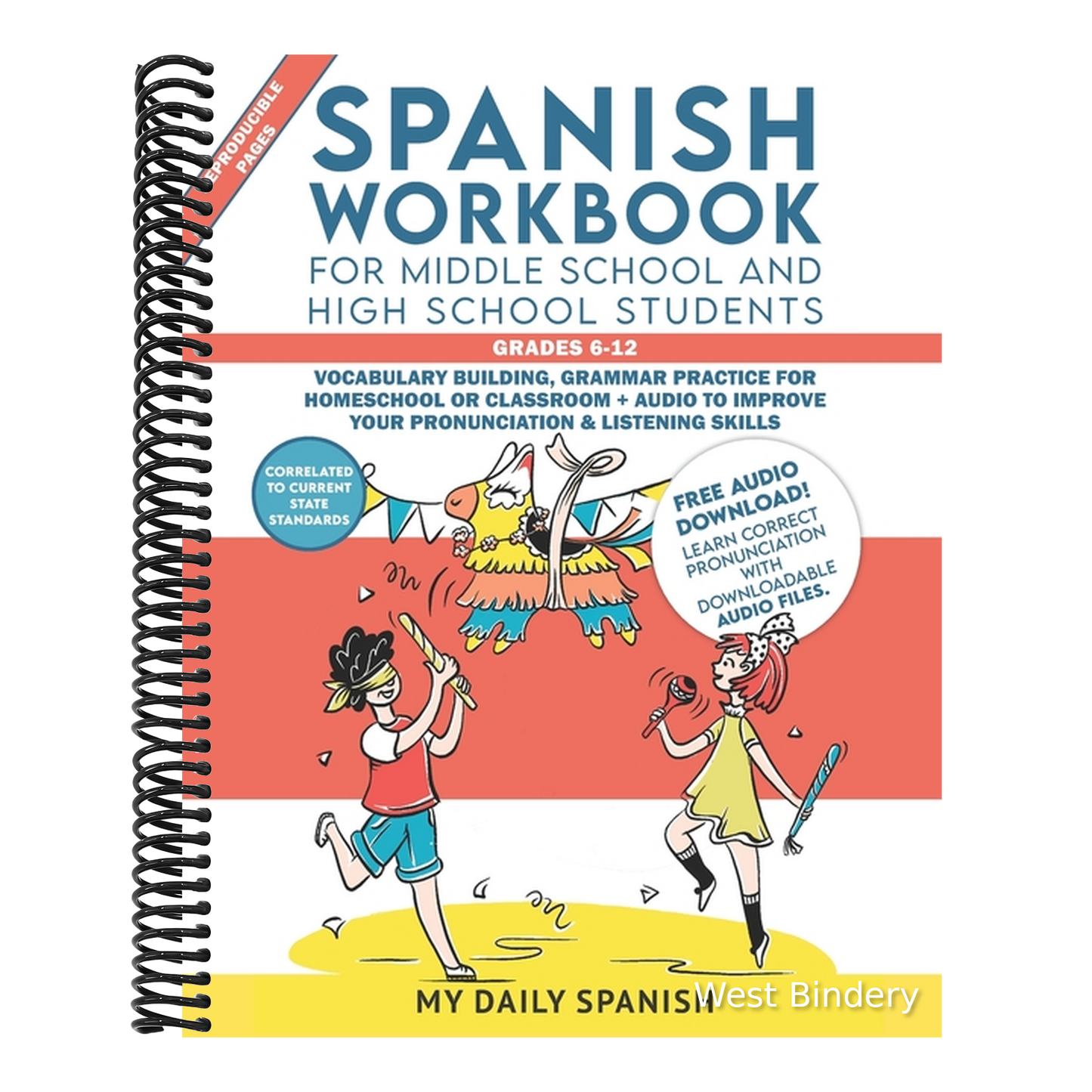 Spanish Workbook for Middle School and High School Students - Grades 6-12: Vocabulary building, grammar practice for homeschool or classroom + audio t