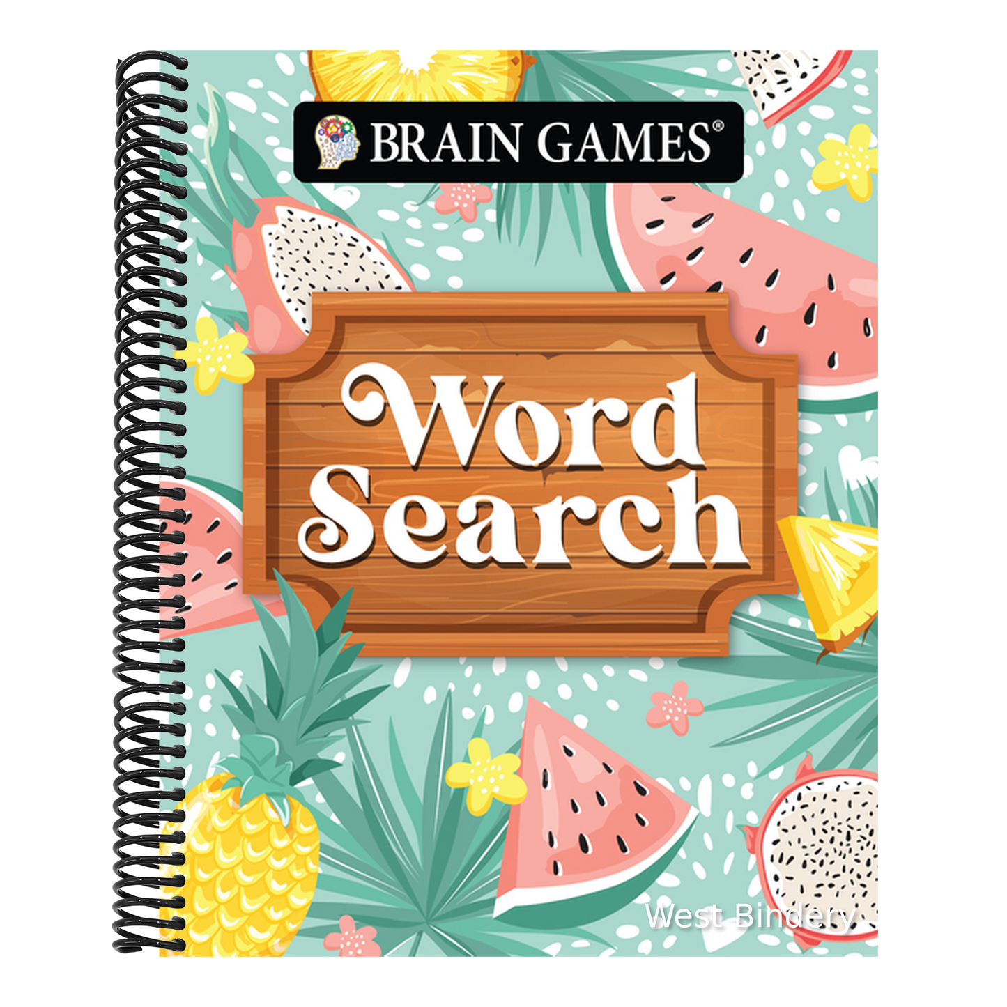 Brain Games - Take-Along - Word Search Summer-Themed Fruit Design Portable Puzzle Book