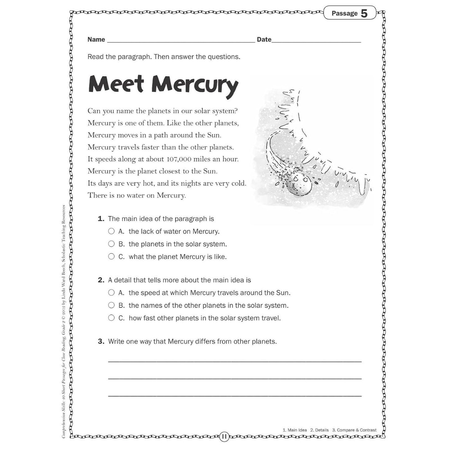 Comprehension Skills: 40 Short Passages for Close Reading: Grade 2