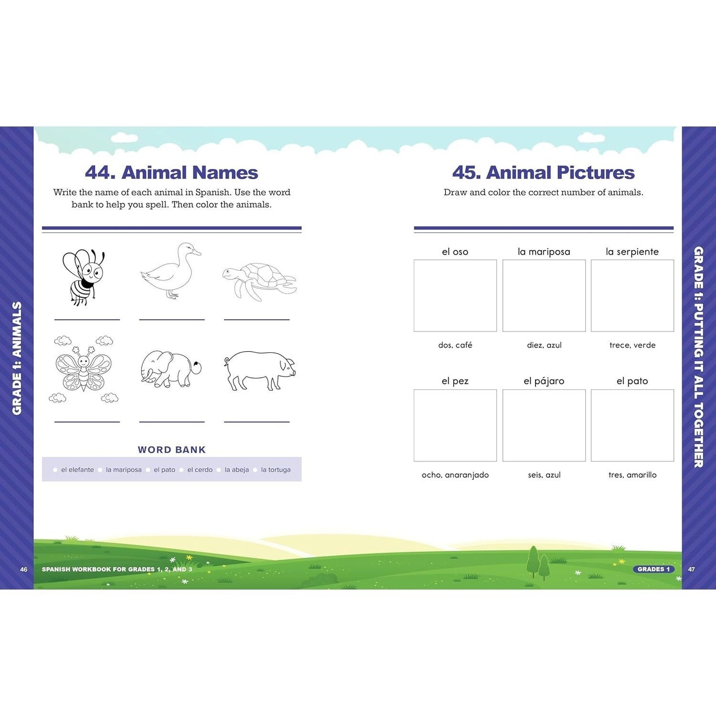 The Spanish Workbook for Grades 1, 2, and 3: 140+ Language Learning Exercises for Kids Ages 6-9 (Spiral Bound)