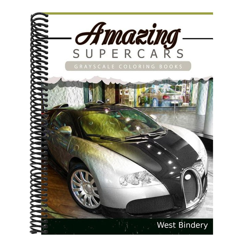 Amazing Super Car: Grayscale coloring booksfor adults Anti-Stress Art Therapy for Busy People (Adult Coloring Books Series, grayscale fan