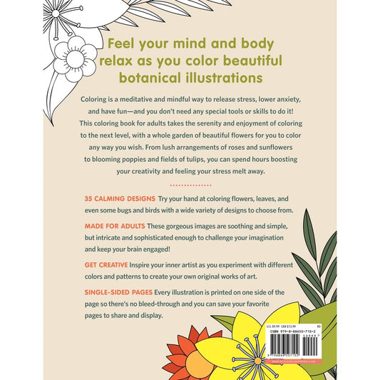Stress Relief Flower Coloring Book for Adults: Beautiful and Relaxing Floral Designs, Arrangements, and Bouquets (Spiral Bound)