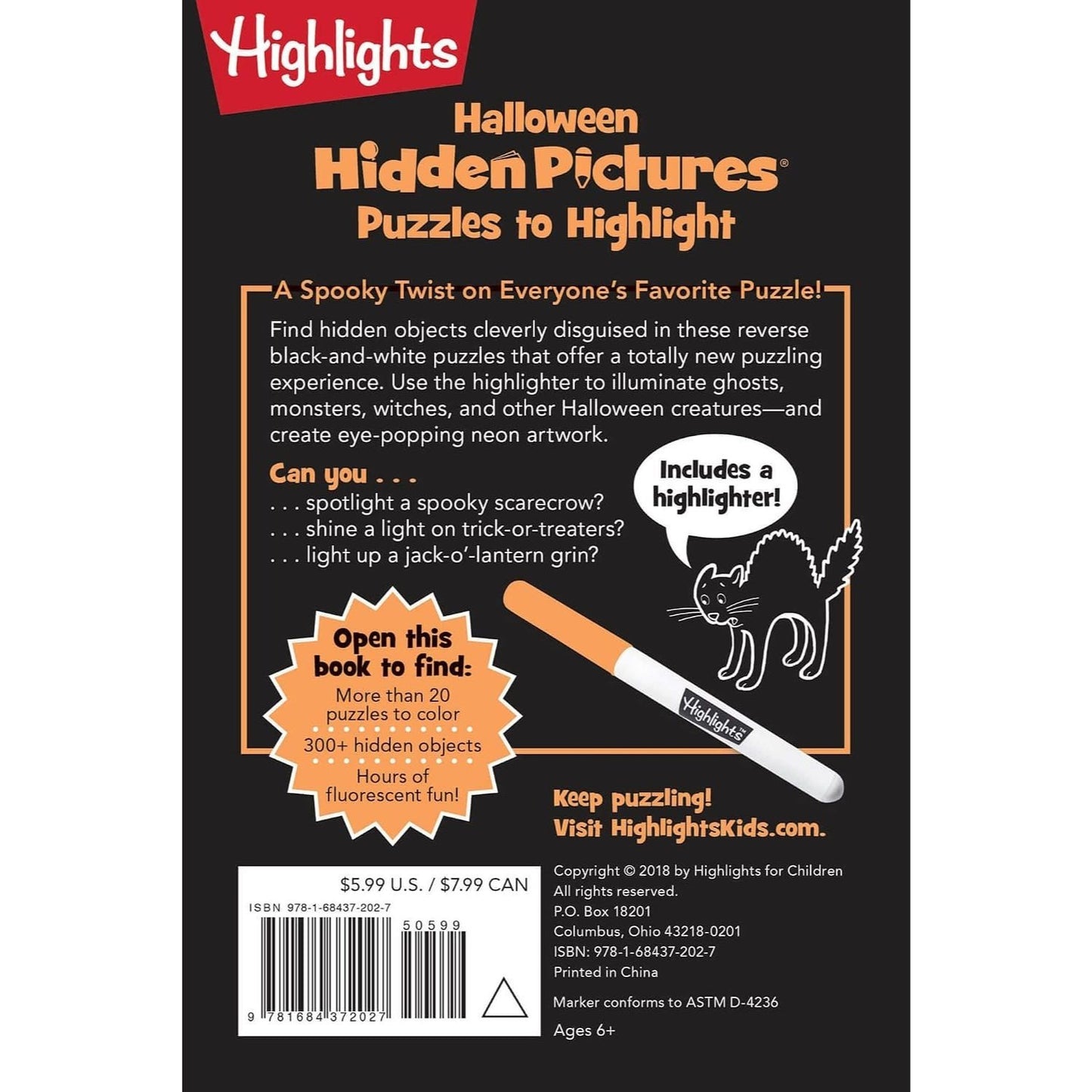 Halloween Hidden Pictures Puzzles to Highlight: Halloween Kids Book with Over 300 Hidden Objects to Seek and Find in Spooky White-On-Black Puzzles wit