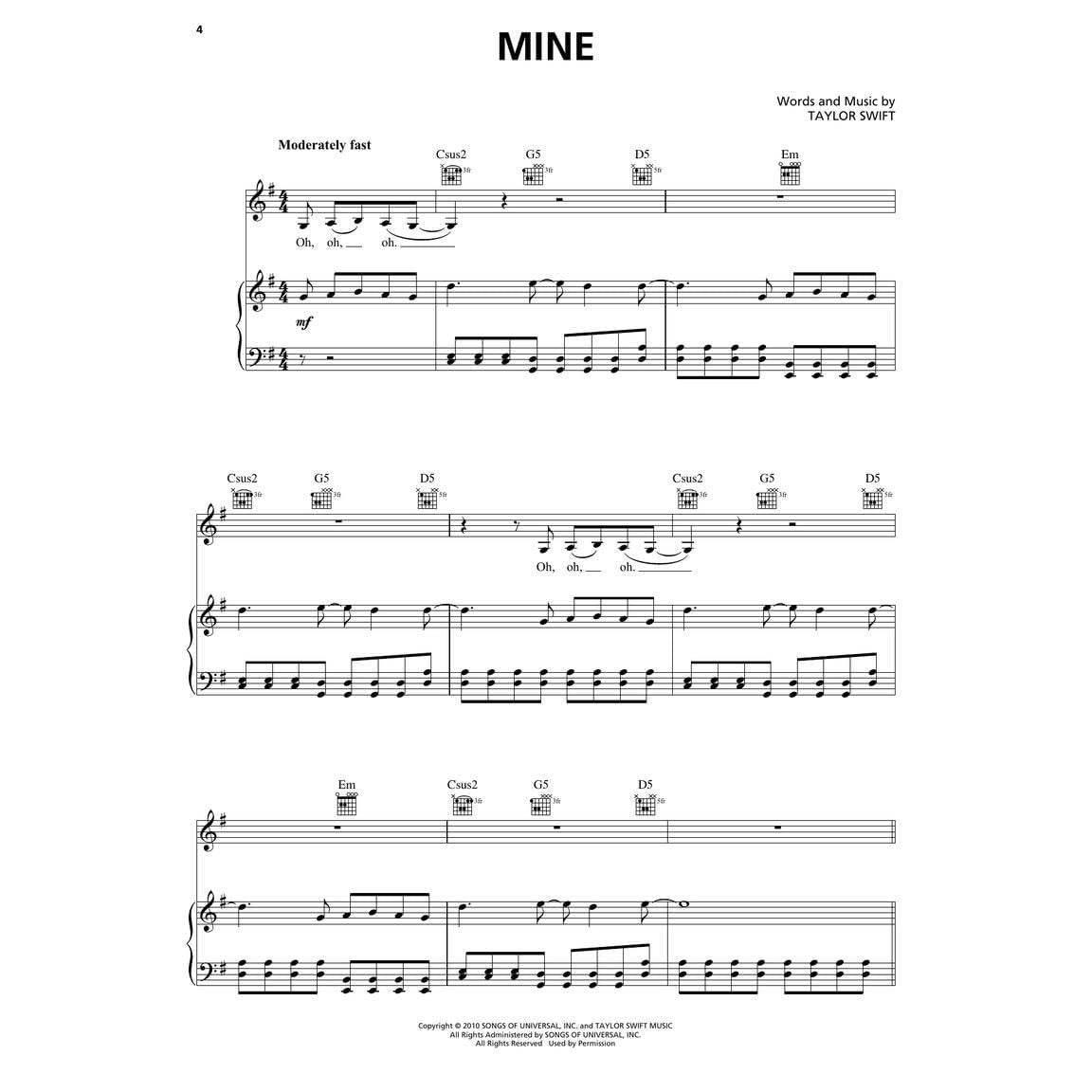 Taylor Swift - Speak Now (Taylor's Version) - Taylor Swift Songbook for Piano, Vocal & Guitar for Beginning Musicians (Spiral Bound)