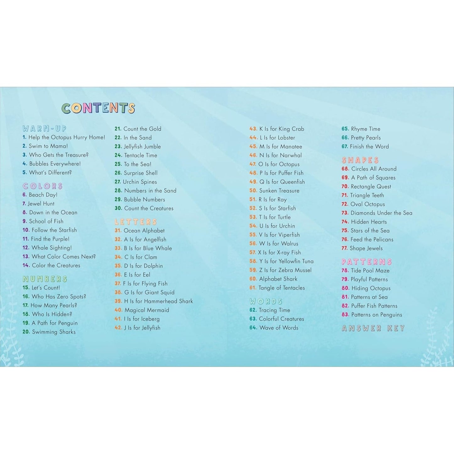 Preschool Activity Book Ocean Animals: 75 Games to Learn Letters, Numbers, Colors, and Shapes (School Skills Activity Books)