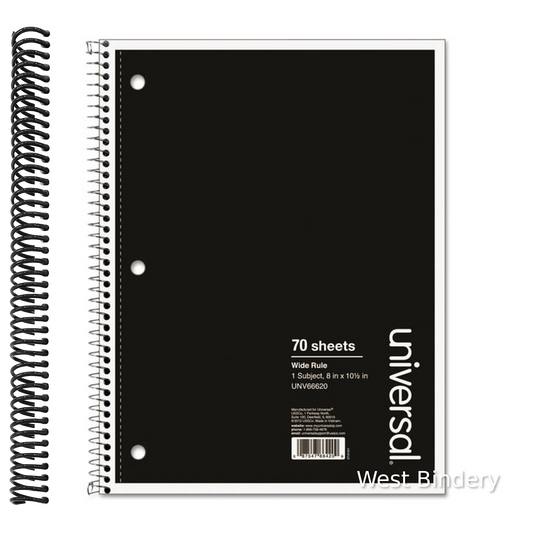 Wirebound Notebook, 8 X 10-1/2, Wide Ruled, 70 Sheets, Assorted Color Cover