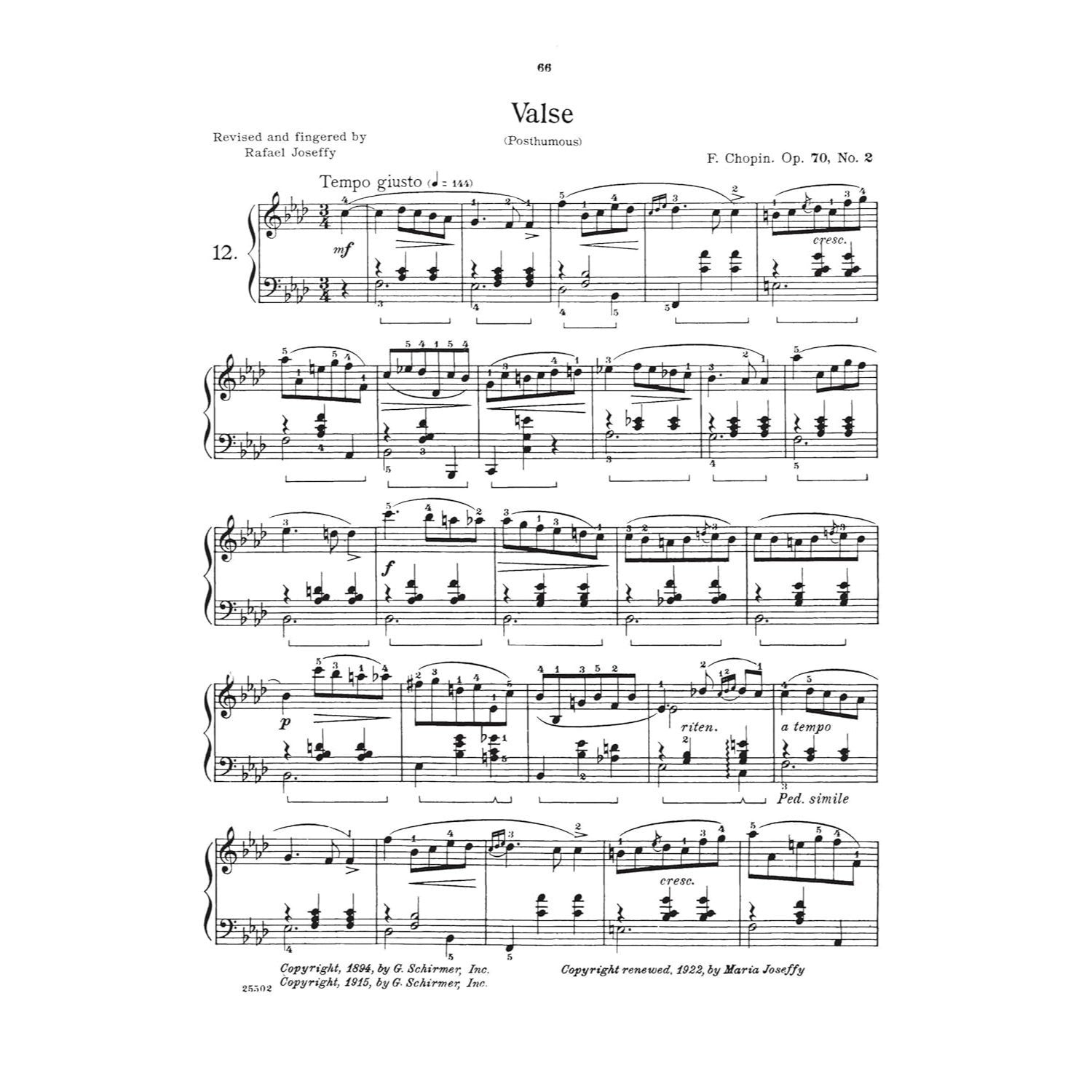 Chopin Waltzes for the Piano Schirmer Library of Classics Volume 27 15 Romantic Period Piano Waltzes for Advanced Players and Music Enthusiasts Classi