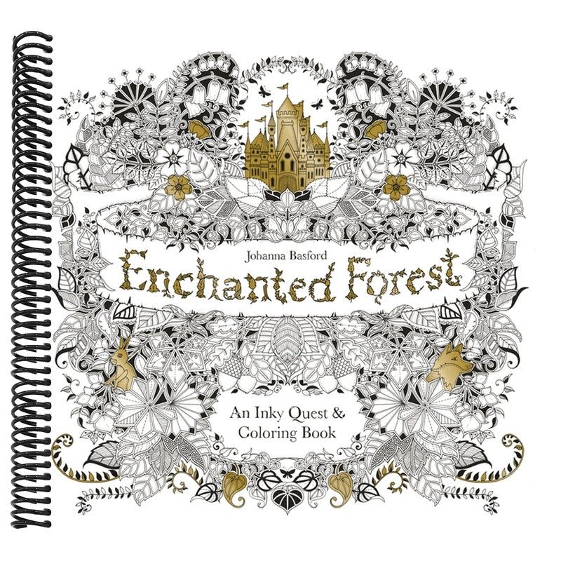 Enchanted Forest: An Inky Quest and Coloring Book for Adults (Spiral Bound)