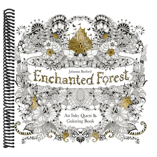 Enchanted Forest: An Inky Quest and Coloring Book for Adults (Spiral Bound)
