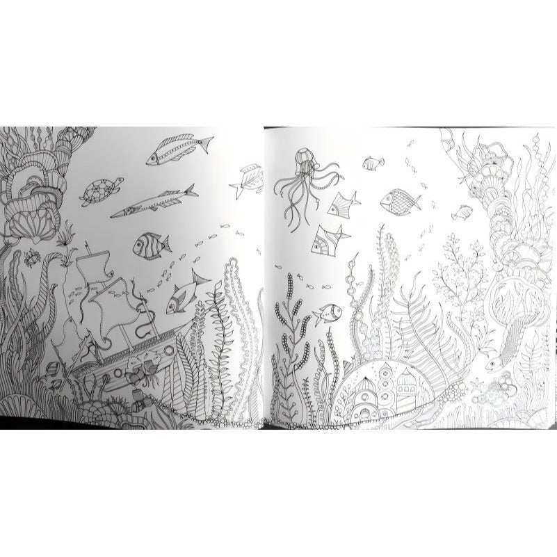 Lost Ocean: An Inky Adventure and Coloring Book for Adults (Spiral Bound)