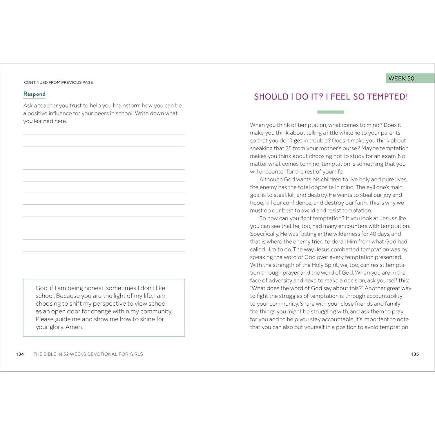 The Bible in 52 Weeks Devotional for Girls: A Year of Growing in Faith