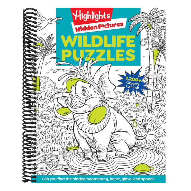 Wildlife Puzzles: Wildlife-Themed Hidden Pictures Puzzles for Kids 6 and Up, Search and Find Over 1,200 Hidden Objects in This Highlights Activity Boo (Highlights Hidden Pictures) (Spiral Bound)
