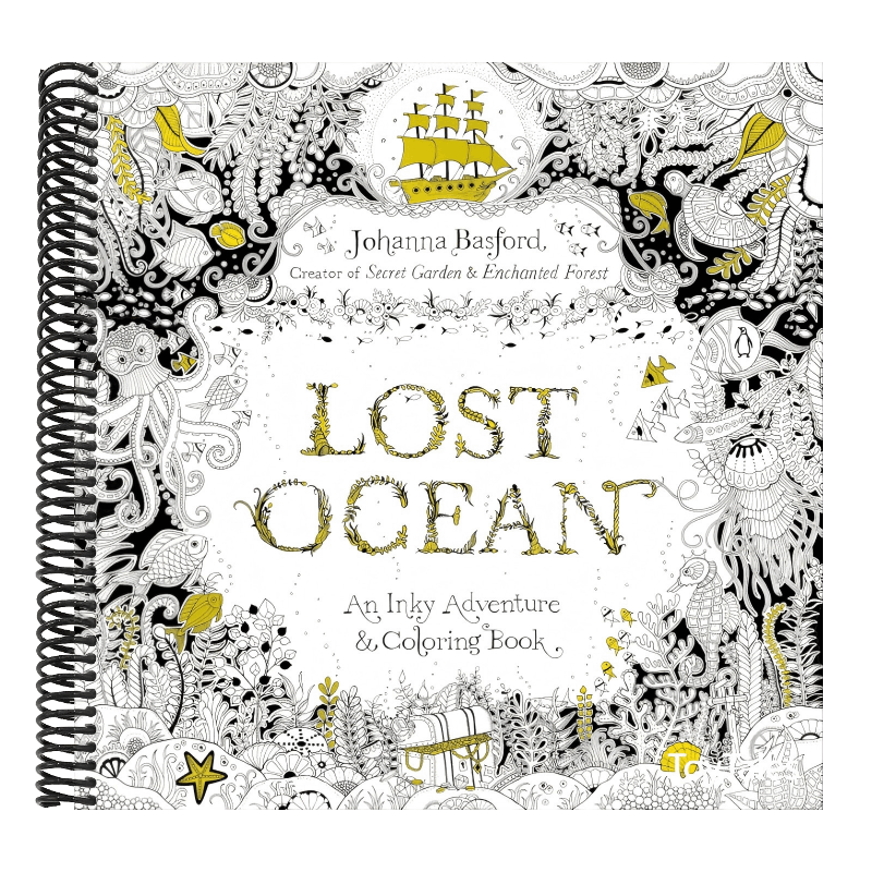 Lost Ocean: An Inky Adventure and Coloring Book for Adults (Spiral Bound)