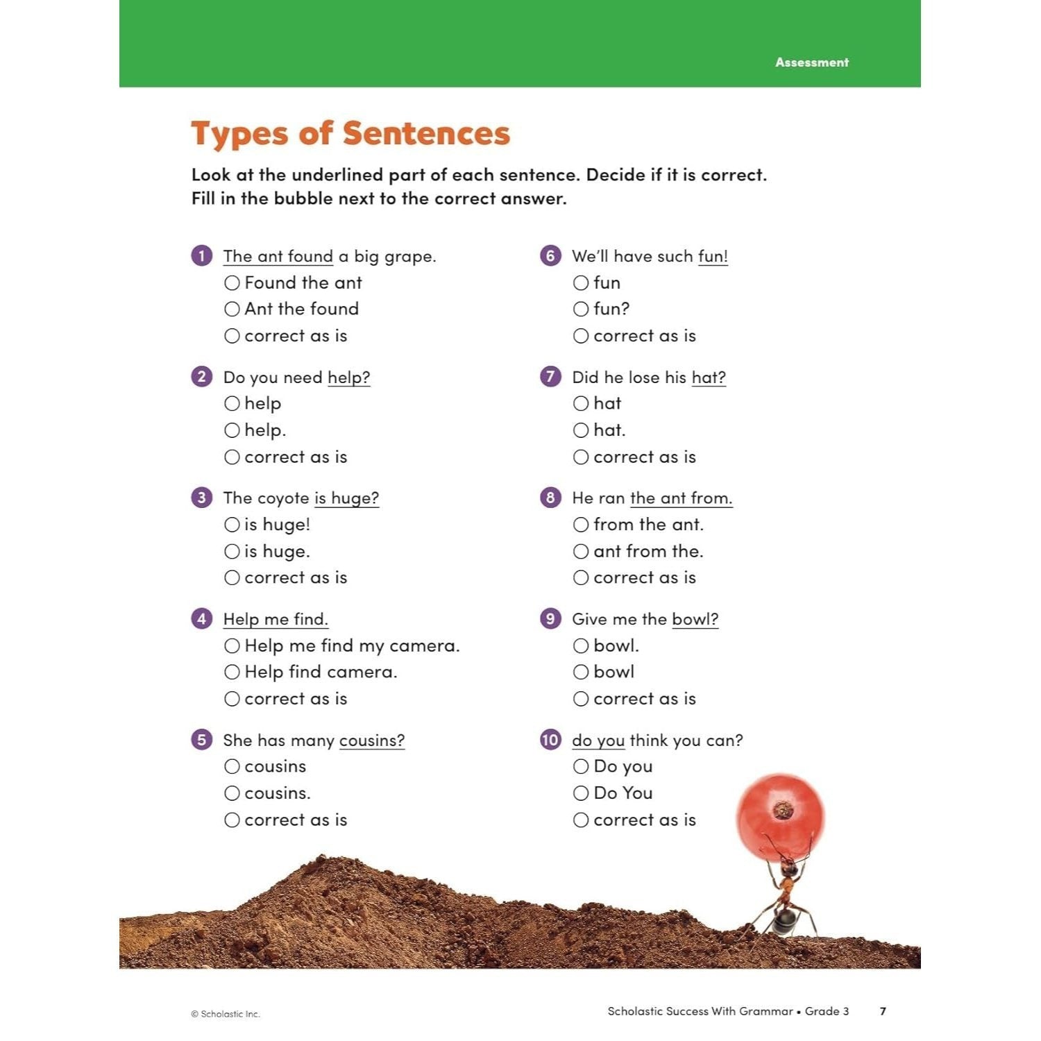 Scholastic Success with Grammar Grade 3 Workbook (Spiral Bound)