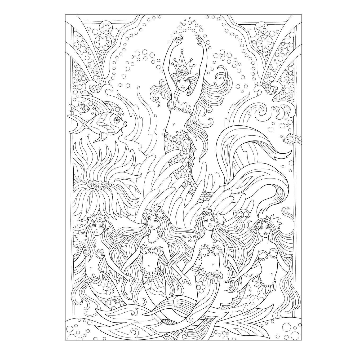 Creative Haven Magnificent Mermaids Coloring Book