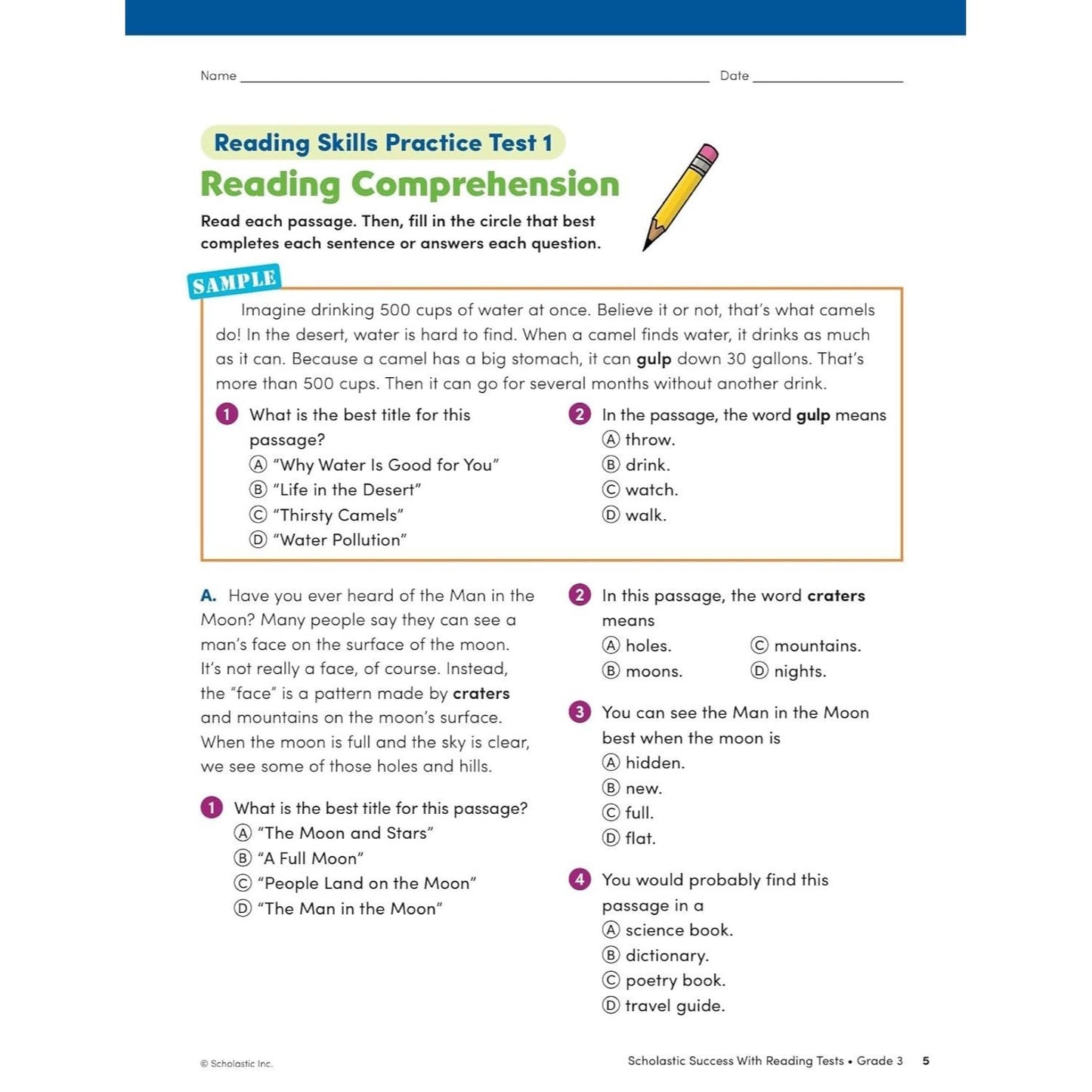 Scholastic Success with Reading Tests Grade 3 Workbook (Spiral Bound)