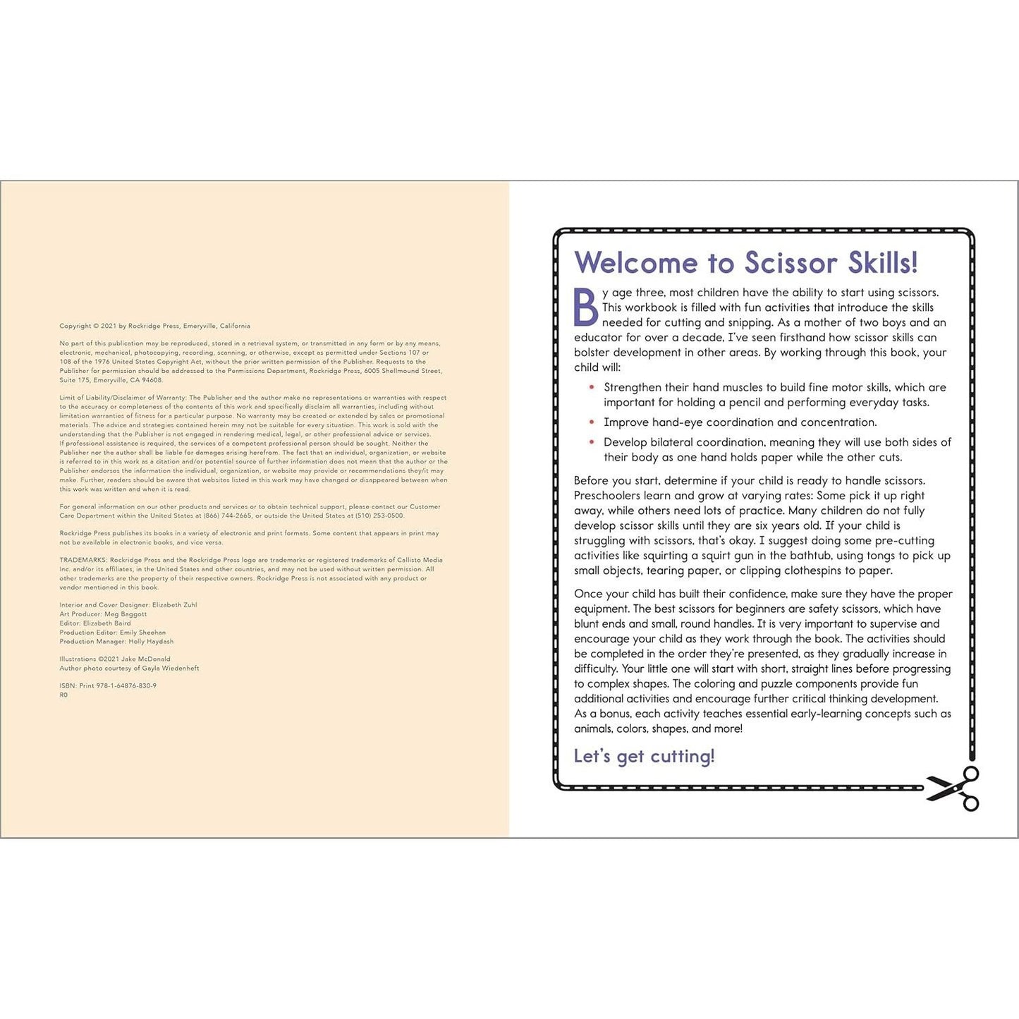 My First Scissor Skills Workbook: Cut-And-Paste Activities to Build Hand-Eye Coordination and Fine Motor Skills (My First Preschool Skills Workbooks)